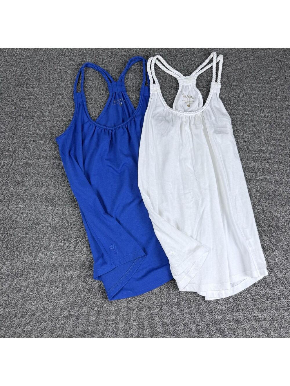 Lilly Pulitzer XXS Braided Racerback Tank Bundle Blue Current & White
